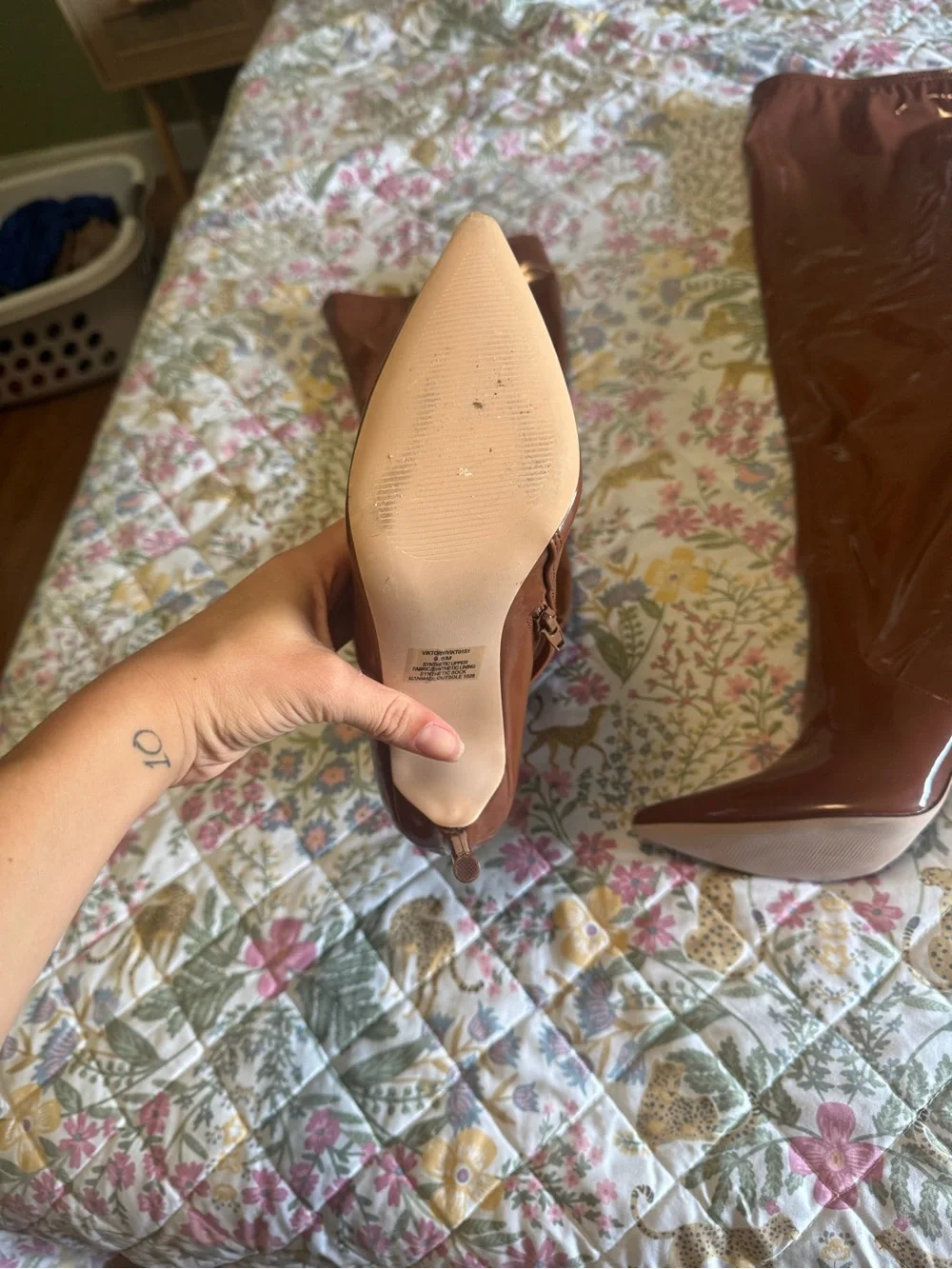 Steve Madden Brown Patent Over-the-Knee Stiletto Boots